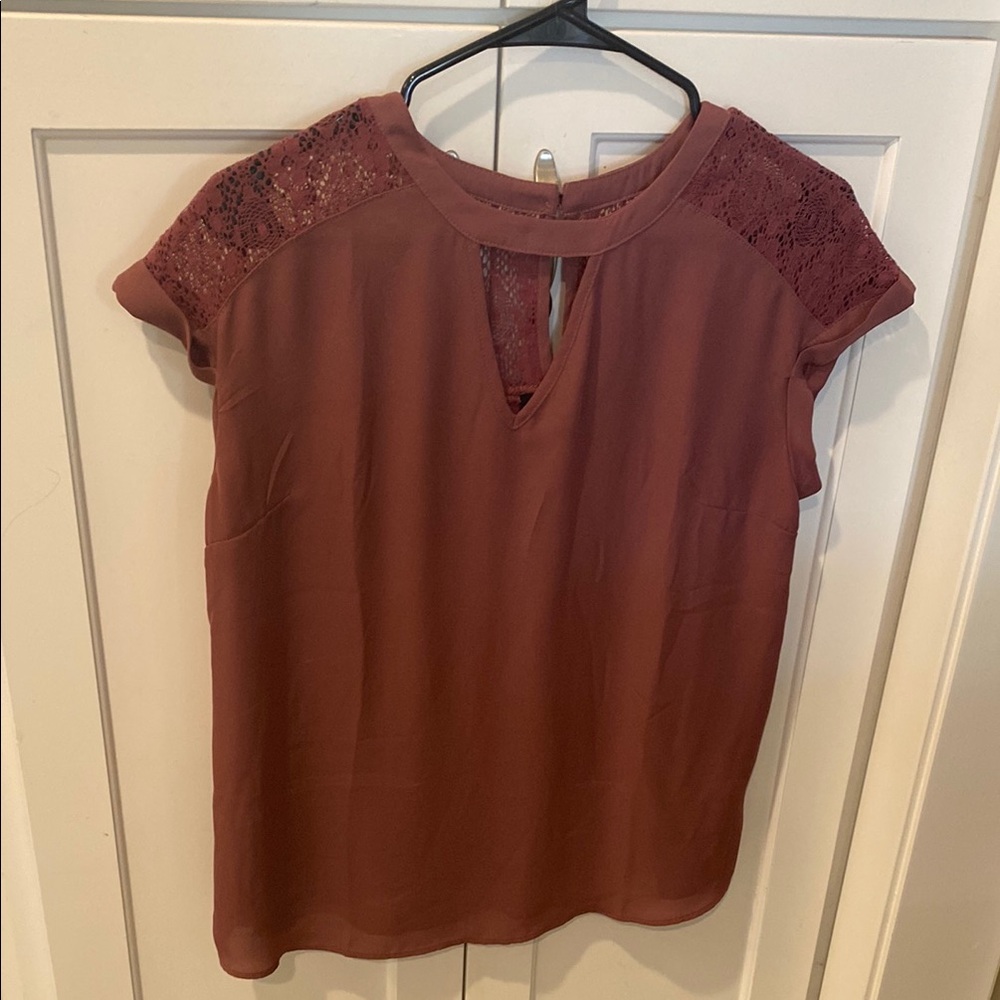 Mauve  Blouse with Elegant Lace Design